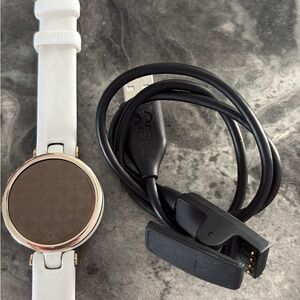 Garmin Gold and White Smartwatch with Charger